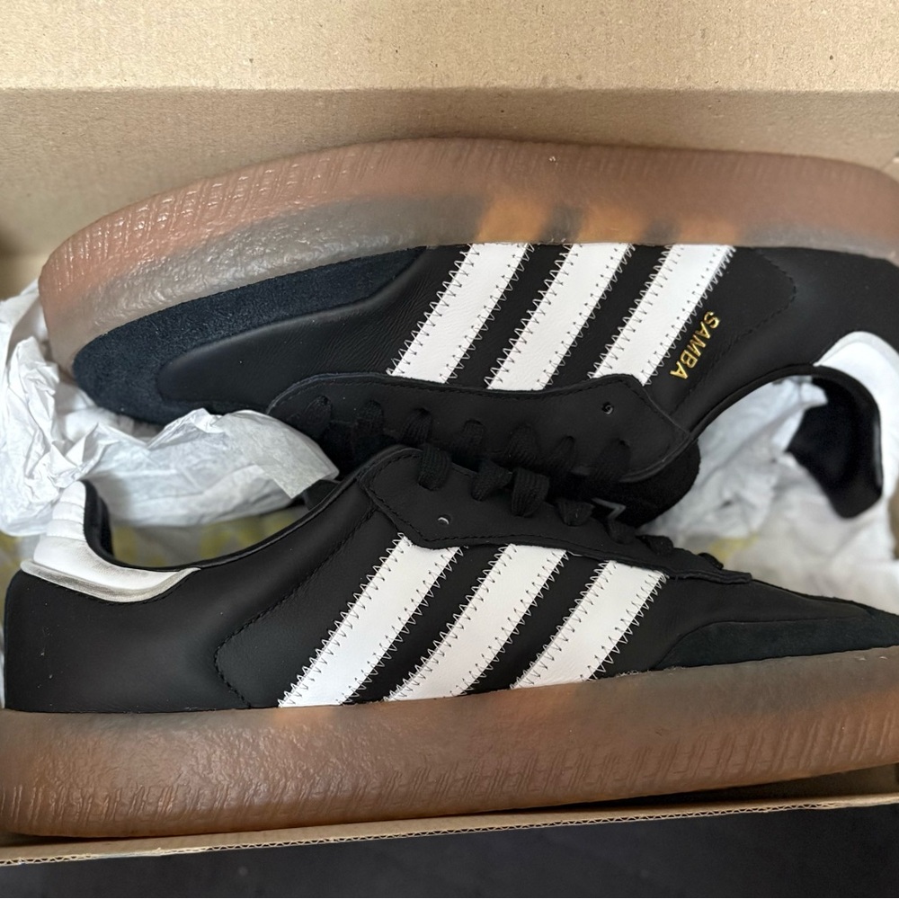 Adidas Sambae Black White Gum Sole Sneakers